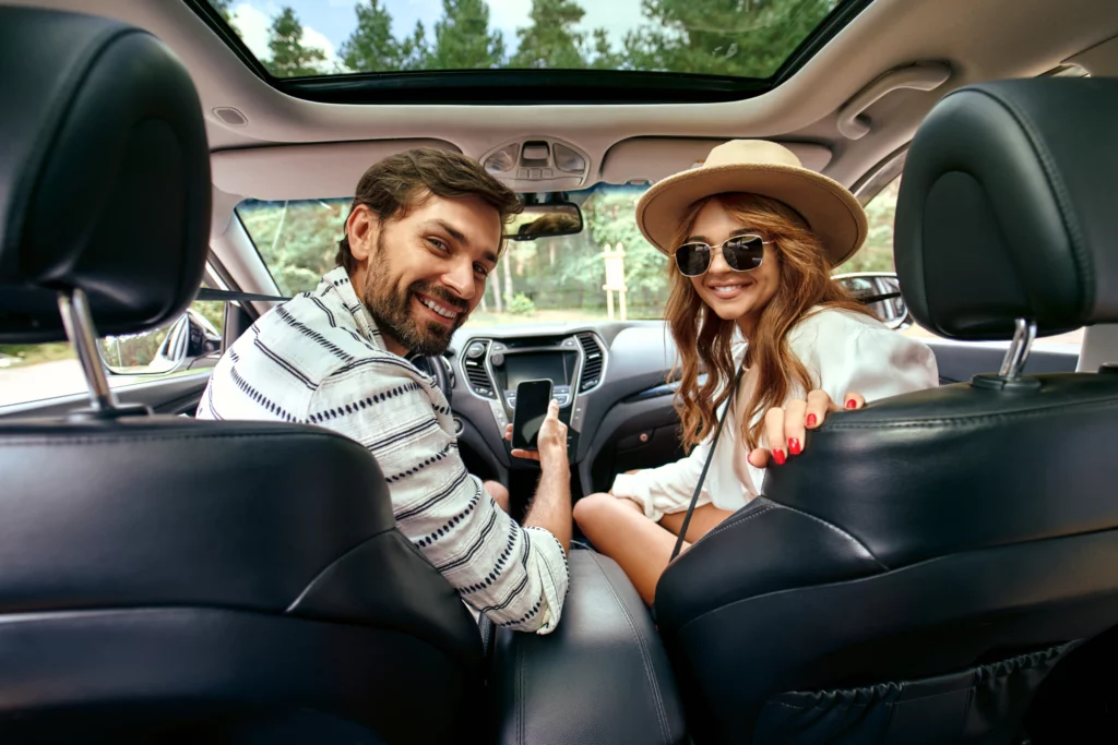 family on vacation in the car